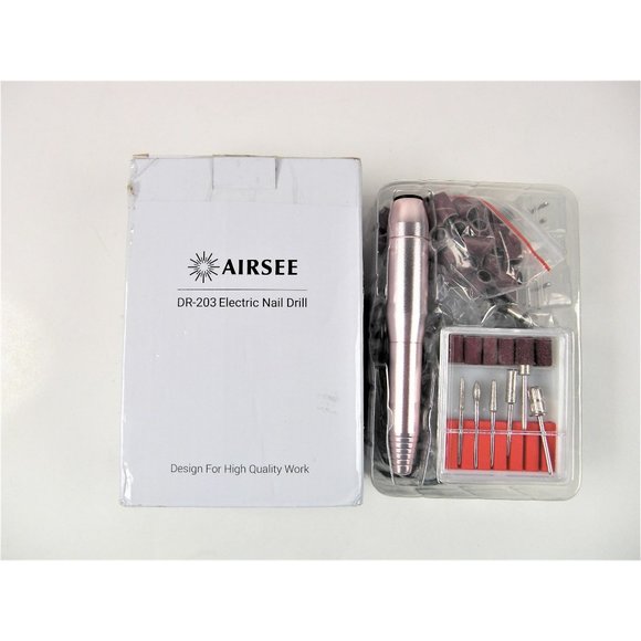 AIRSEE Portable Electric Nail Drill Professional Kit Polishing Shape Tools (Gold - Picture 1 of 4